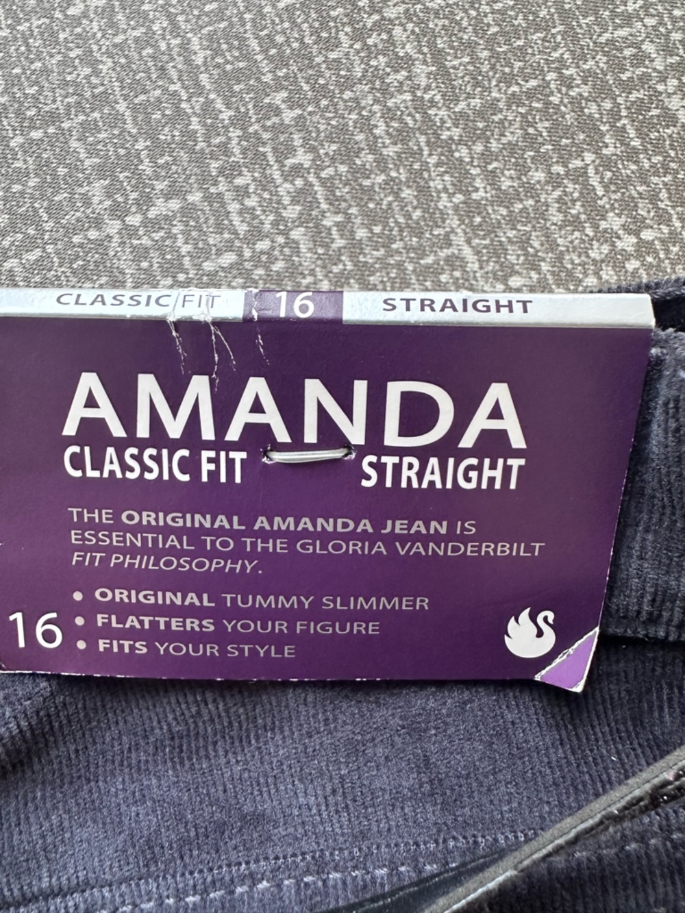 Gloria Vanderbilt Amanda Corduroy Pants Women's 16 Gray Classic Fit Straight NWT - Picture 9 of 14
